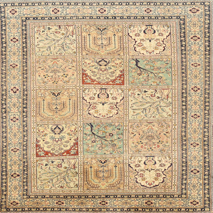 Square Traditional Brown Gold Persian Rug, tr1020