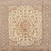 Square Traditional Khaki Gold Persian Rug, tr1022