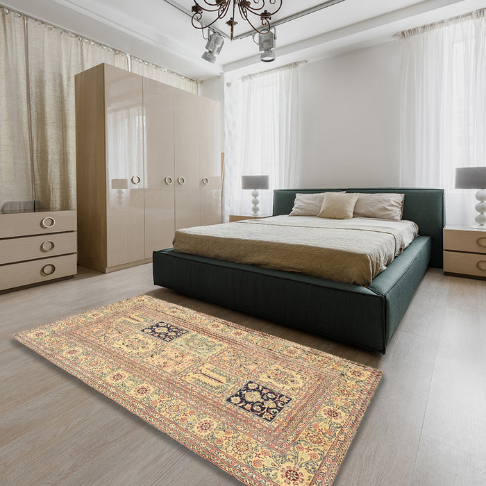 Machine Washable Traditional Copper Brown Rug in a Bedroom, wshtr1024
