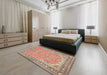 Traditional Brown Persian Rug in a Bedroom, tr1025