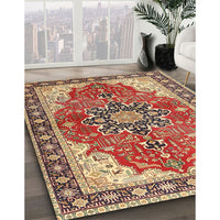 Traditional Sandy Brown Medallion Rug, tr1028