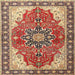 Square Traditional Sandy Brown Medallion Rug, tr1028