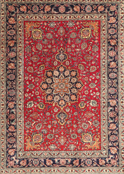 Machine Washable Traditional Tomato Red Rug, wshtr1029