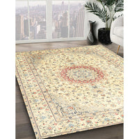 Traditional Golden Blonde Gold Medallion Rug, tr1032