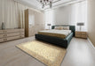 Traditional Khaki Gold Persian Rug in a Bedroom, tr1035