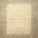 Round Machine Washable Traditional Khaki Gold Rug, wshtr1035