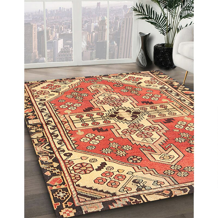 Machine Washable Traditional Mahogany Brown Rug in a Family Room, wshtr1038