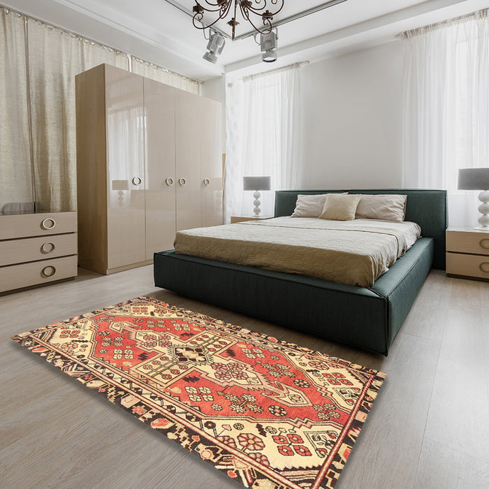 Machine Washable Traditional Mahogany Brown Rug in a Bedroom, wshtr1038