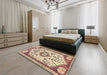 Traditional Sienna Brown Persian Rug in a Bedroom, tr1039