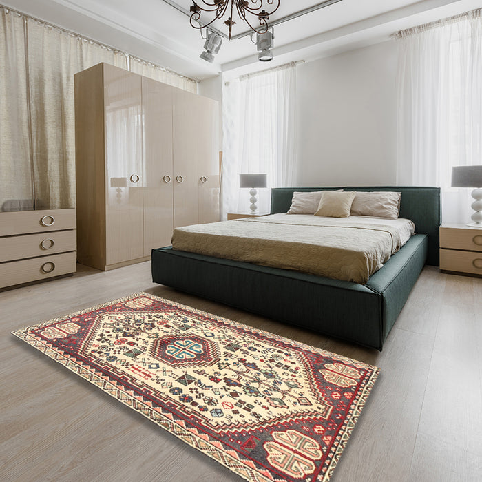Traditional Sienna Brown Persian Rug in a Bedroom, tr1039