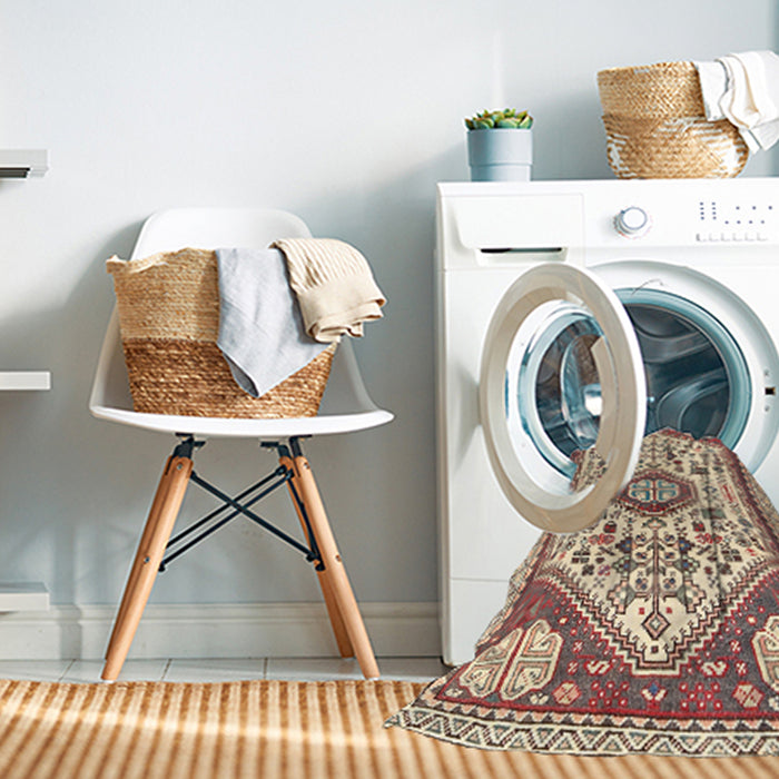 Machine Washable Traditional Sienna Brown Rug in a Washing Machine, wshtr1039
