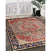 Traditional Brown Red Medallion Rug in Family Room, tr1041