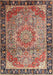 Machine Washable Traditional Brown Red Rug, wshtr1041