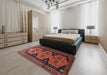 Traditional Chestnut Brown Persian Rug in a Bedroom, tr1043