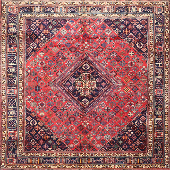Square Traditional Light Copper Gold Medallion Rug, tr1044