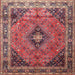 Square Traditional Light Copper Gold Medallion Rug, tr1044