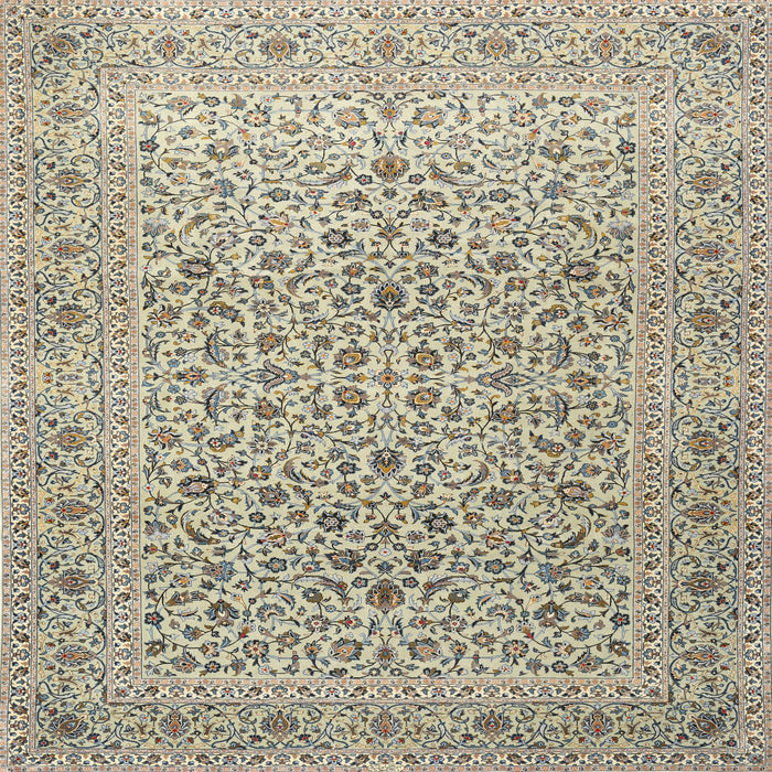 Square Traditional Khaki Gold Persian Rug, tr1045