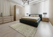 Traditional Khaki Gold Persian Rug in a Bedroom, tr1045