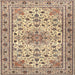 Round Machine Washable Traditional Sienna Brown Rug, wshtr1046