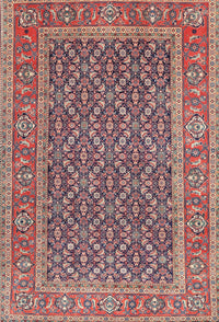 Machine Washable Traditional Brown Red Rug, wshtr1047