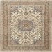 Square Traditional Brown Medallion Rug, tr1049