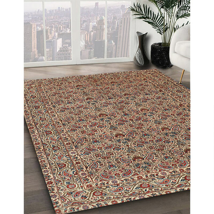 Machine Washable Traditional Dark Sienna Brown Rug in a Family Room, wshtr104