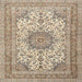 Square Traditional Brown Medallion Rug, tr1050