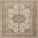 Square Traditional Brown Medallion Rug, tr1051