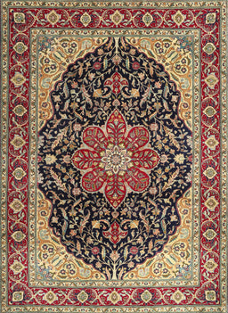Machine Washable Traditional Brown Green Rug, wshtr1052