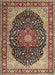 Machine Washable Traditional Brown Green Rug, wshtr1052