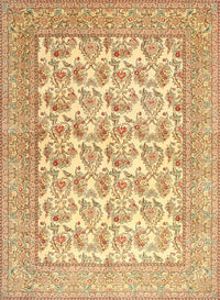 Machine Washable Traditional Mustard Yellow Rug, wshtr1053