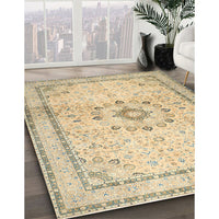 Traditional Brown Gold Medallion Rug, tr1054