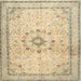 Square Traditional Brown Gold Medallion Rug, tr1054