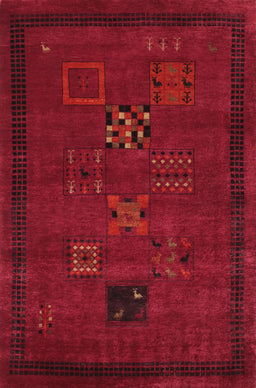 Machine Washable Traditional Red Rug, wshtr1057