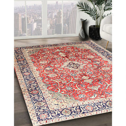 Traditional Brown Red Medallion Rug in Family Room, tr1058