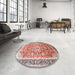 Round Traditional Brown Red Medallion Rug in a Office, tr1058