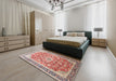 Machine Washable Traditional Brown Red Rug in a Bedroom, wshtr1058