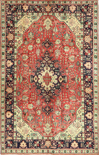 Machine Washable Traditional Saffron Red Rug, wshtr1059