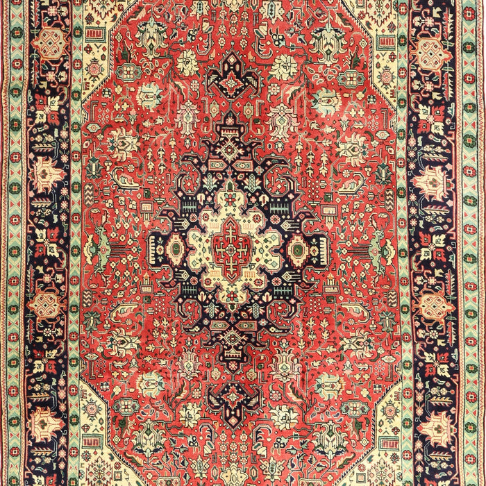 Machine Washable Traditional Saffron Red Rug, wshtr1059