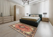 Traditional Saffron Red Persian Rug in a Bedroom, tr1059