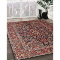 Traditional Saffron Red Medallion Rug, tr105