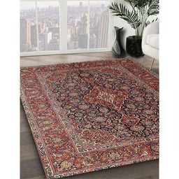 Traditional Saffron Red Medallion Rug in Family Room, tr105