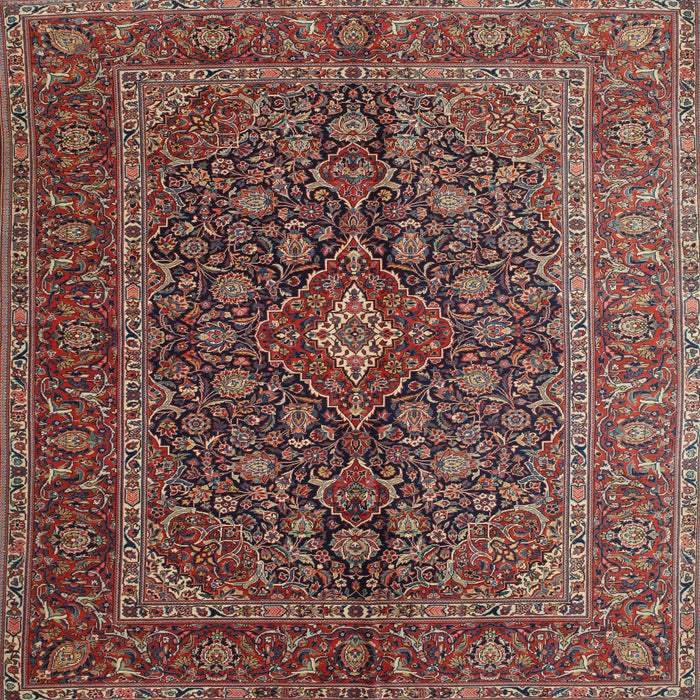 Round Machine Washable Traditional Saffron Red Rug, wshtr105