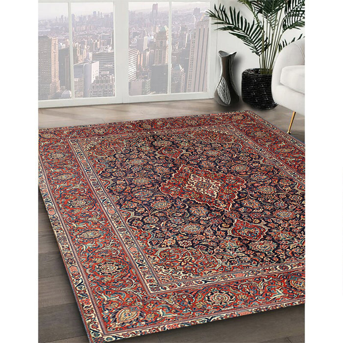 Machine Washable Traditional Saffron Red Rug in a Family Room, wshtr105