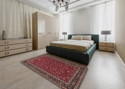 Traditional Dark Almond Brown Persian Rug in a Bedroom, tr1062