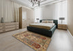 Traditional Dark Sienna Brown Persian Rug in a Bedroom, tr1064