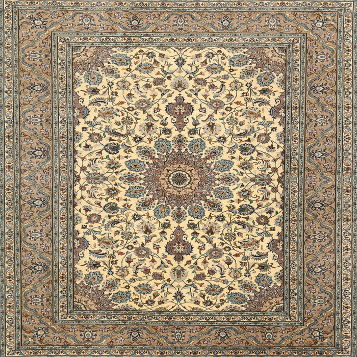Square Traditional Reddish Brown Medallion Rug, tr1065