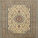 Square Traditional Reddish Brown Medallion Rug, tr1065