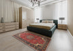 Traditional Dark Almond Brown Medallion Rug in a Bedroom, tr1066