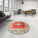 Round Machine Washable Traditional Brown Rug in a Office, wshtr1068